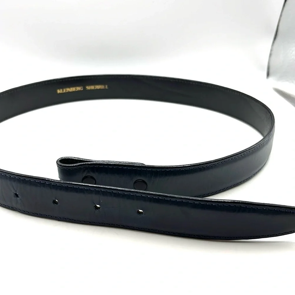 Vintage Kleinberg Sherrill Blue Leather Belt size  M Luxury Brand